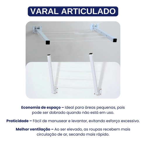 Varal Roupa Alumínio Articulado Dobrável Excelente Qualidade Retrátil