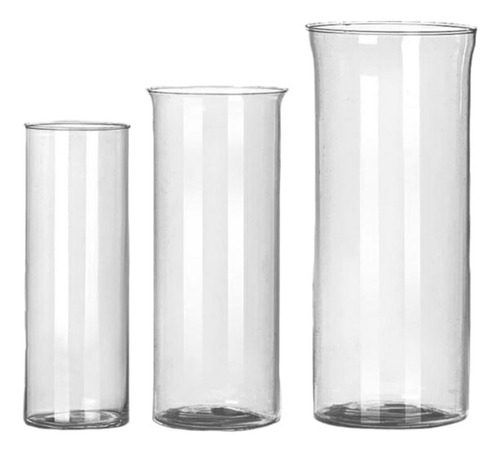 Benas Imperial vaso tubo vidro vela decorativo cilindrico arranjo kit trio cor transparente liso
