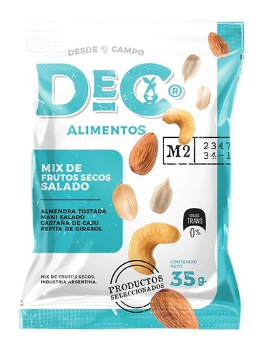 Mix Saludable Frutos Secos Salado Almendra Mani Caju Dec 35g