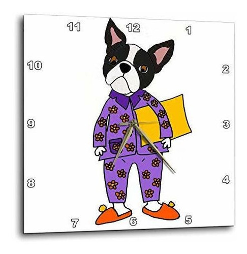 3drose Funny Funky Boston Terrier Perro En Pijama De Flores 