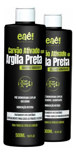 Kit Shampoo E Condicionador Carvão Ativado 500ml Eaê!