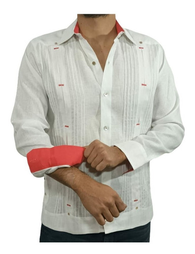 Guayabera De Etiqueta Onça Pintada  Color Blanco 100% Lino