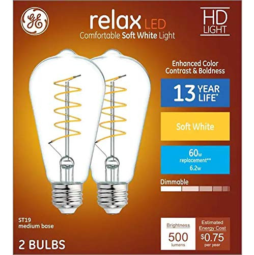 Bombilla Led Ge Relax 60w St19 Blanco Clido Regulable (2-pac