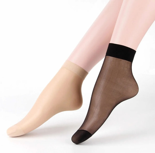 Pack 10 Pares Calcetines Panty Mujer,color Negro Y Beige