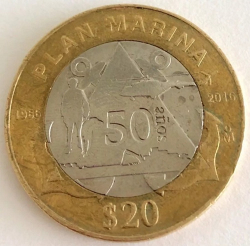 Moneda 20 Pesos 50 Años Plan Marina, 1956-2016