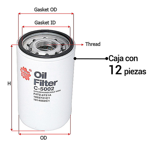 Paquete 12 Filtros Aceite F-450 Super Duty 8 Cil 7.3l 94/97