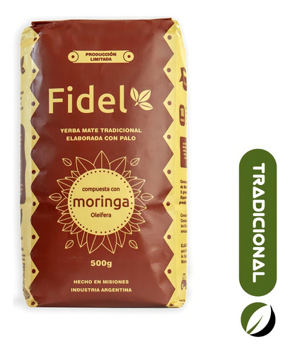 Fidel Yerba Mate Tradicional Con Moringa 500 G