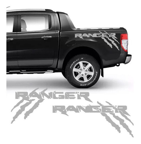 Kit Faixa Ford Ranger Garras 13/19 Adesivo Lateral Prata
