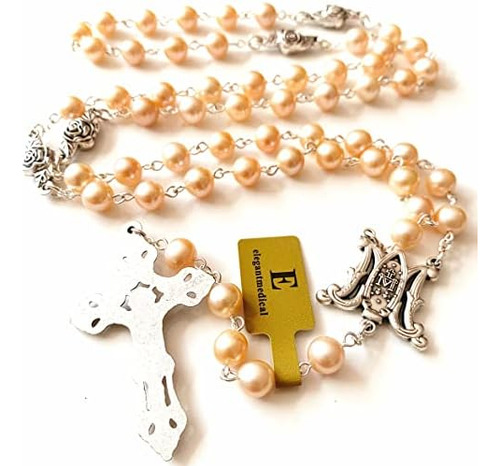 Elegantmedical Caja De Collar Con Cruz De Rosario Católico H