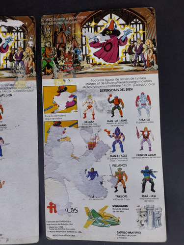 Lote Cartones Muñecos He-man Top Toys Originales Años 80 (Usado)