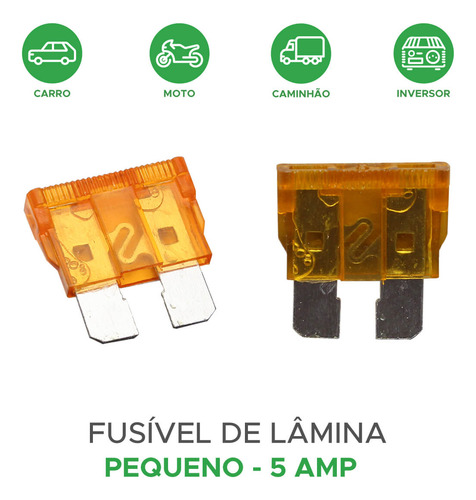 100 X Fusível Automotivo Lâmina Pequeno Kit C/100 Peças 5amp