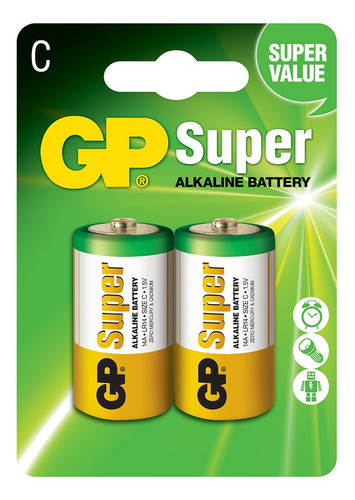 Pila Gp Super Alcalina C 1,5v 2 Unidades