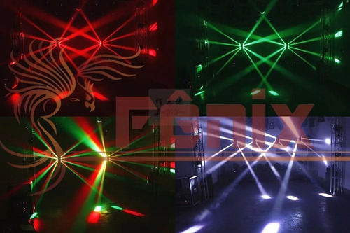 4 Spider Moving Beam 8 Leds De 12w Quadriled Rgbw Dmx Bivolt