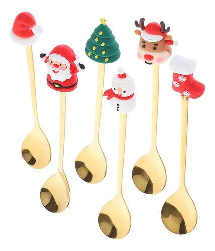 Juego De Cucharas De Café Navideñas Con Forma De Árbol Peque