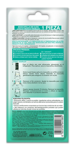 Mascarilla En Tela Para Ojos Garnier Skin Active Coco X 1 U