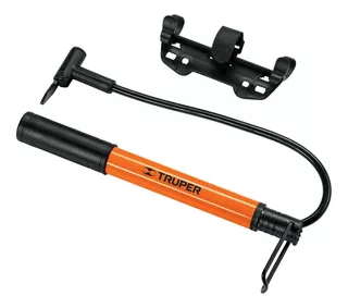 Inflador manual portátil Truper BOM-MI para pelotas, bicicletas color naranja/negro 60psi