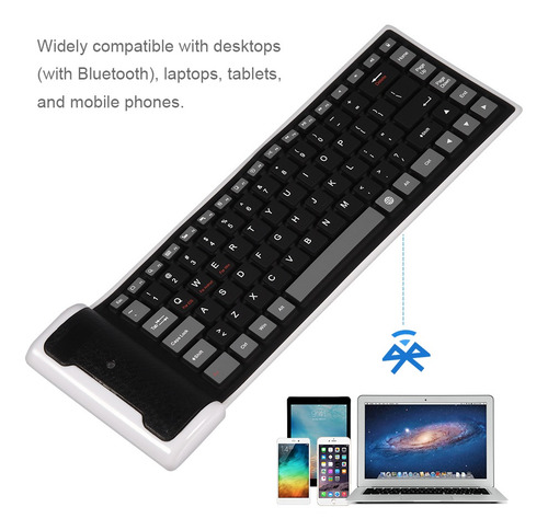 Portátil Roll Up Silicone Bluetooth Teclado Dobrável Fr Ios