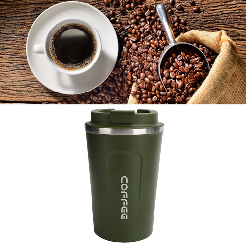 Taza De Café Térmica De 380 Ml, Doble Capa, Acero Inoxidable