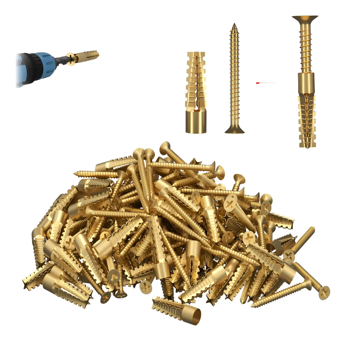 200pzs Taquete Tornillos De Expansión De Cemento M6*32