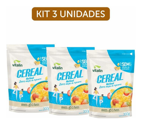 Kit 3x: Cereal Matinal Zero Açúcar Sem Glúten Vegano Vitalin