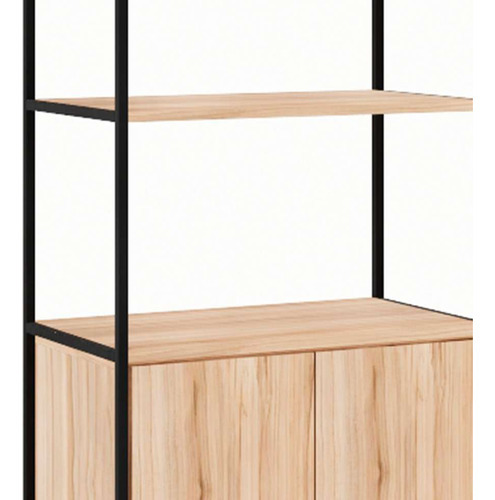 Armário De Escritório Shelf 2 Pt Calvi E Preto 173 Cm Cor Marrom-claro