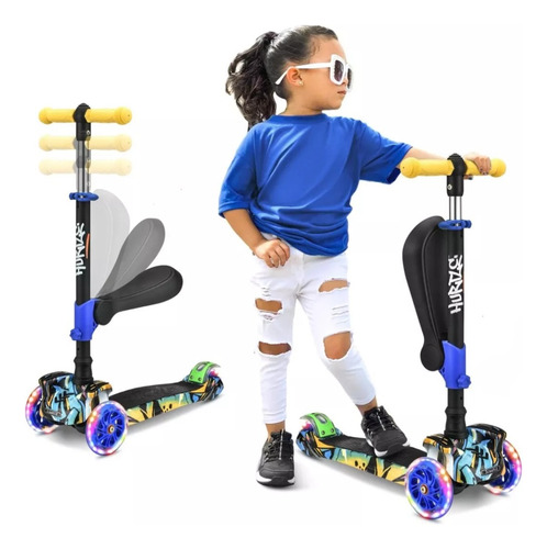 Patín Del Diablo Hurtle Scooter Hurfs56 3 Ruedas Premium Color Azul Y Negro