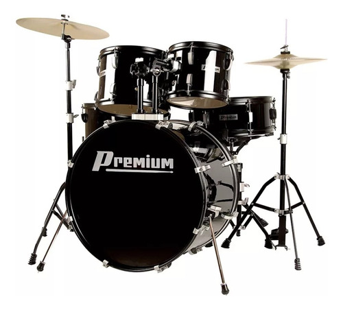 Bateria Acústica Premium Dx722 Completa Preta Dx-722 C/banco