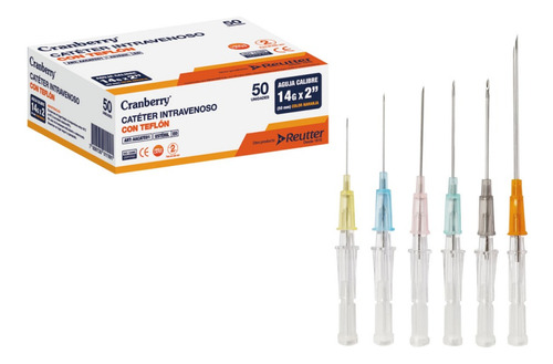 Cateter Intravenoso (bránula) Con Teflón Cranberry Caja 50un