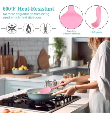 Juego 6 Espátulas Silicona, Resistentes Al Calor