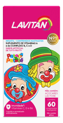Suplemento Alimentar Infantil Patati Patatá C60 Lavitan Tutti Frutti