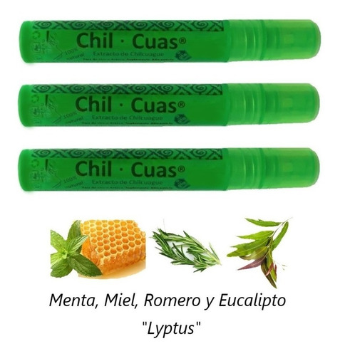 3 Chilcuas 8ml Sabor Lyptus: Heliopsis Miel Menta Eucalipto