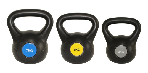 Kit 3 Pesos Kettlebell Para Treino Funcional 3kg, 5kg E 7kg