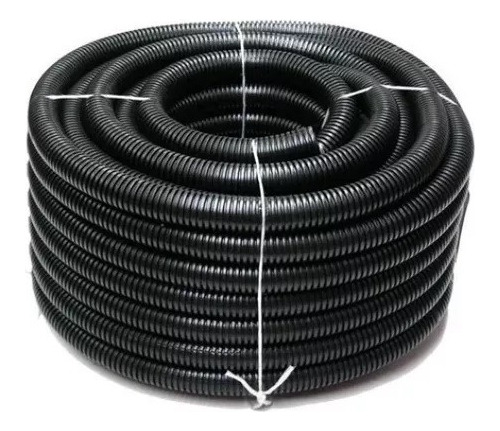 Tubo Plástico Corrugado Negro 1/2  X 50mts