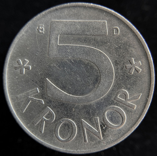 Suecia, 5 Kronor, 1991. Carl Xvl Gustaf. Casi Sin Circular (Usado)