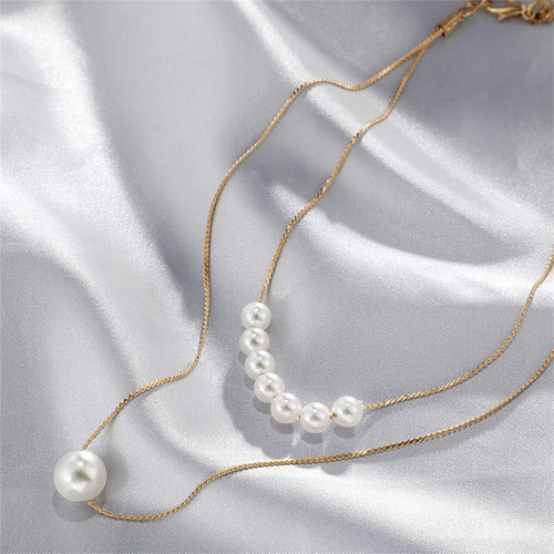 Collar En Forma De E, Moderno, Anudado, Tamaño Cadena, Perla
