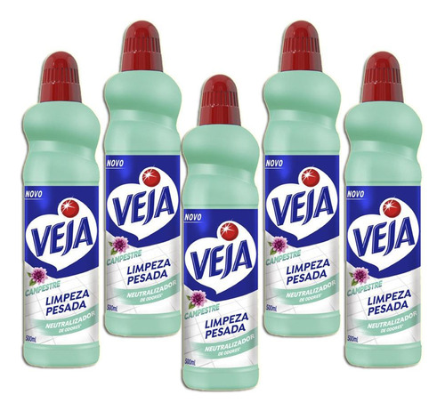 Veja Gold Limpeza Pesada Floral Campestre Com 500ml Kit 5