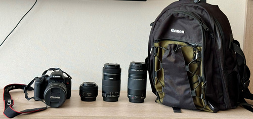 Canon Eos Rebel T7i Dslr,  55-135 / 55-250 / 55-300 Mochila