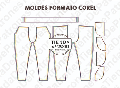 Molde Patrón Coreldraw Pantalon Chupin Hombre Del S Al 2xl