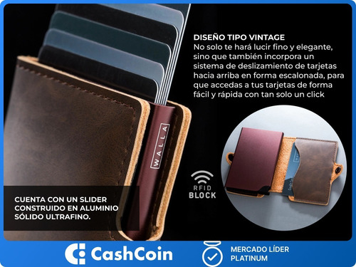 Billetera Walla Wallets Vintage Pardo - Cuero Antirrobo Rfid