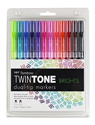 Tombow Twintone Marcador Definido Paquete De 12 Dual-tip, Br