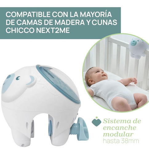 Chicco Proyector Oso Polar Para Next2me Azul Música Y Luces
