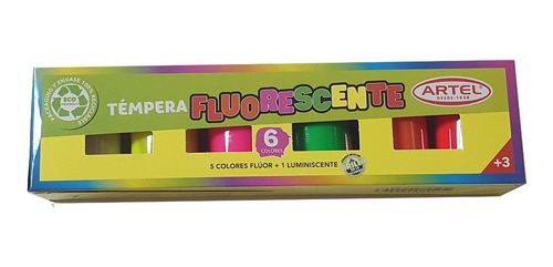 Tempera Fluorescente  6 Colores Artel Brilla En La Oscuridad