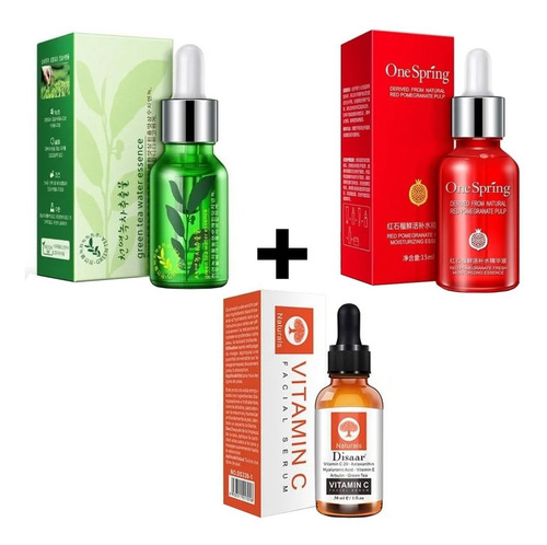 Imagen 1 de 10 de Set 3 Serum Té Verde Granada Vitamina C Hidratan Suavizan