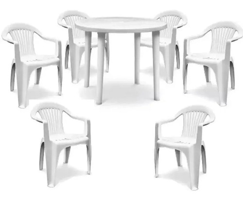 Mesa Capri + 6 Sillas Vienna Patio Jardín Barbacoa Pvc 