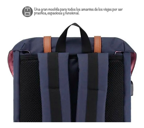 Imagen 3 de 9 de Mochila Himawari Okta 21 Litros Con Usb