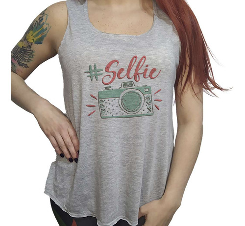 Musculosa Dama Hashtag Selfie Camara Fotos