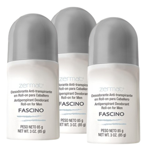 3 Desodorantes Zermat Roll On Fragance Collection Hombre Fragancia FASCINO