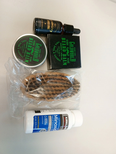 Kit Barba Minoxidil 5% Aceite, Bálsamo Y Cepillo Especial