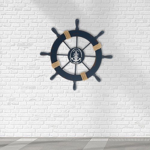 Decoración Colgante De Barco De Madera De Playa Azul Oscuro