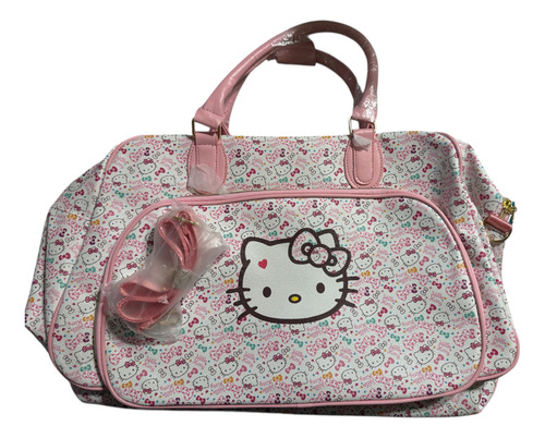Maleta De Viaje Hello Kitty Blanca Con Verde Blanco Mono Verde